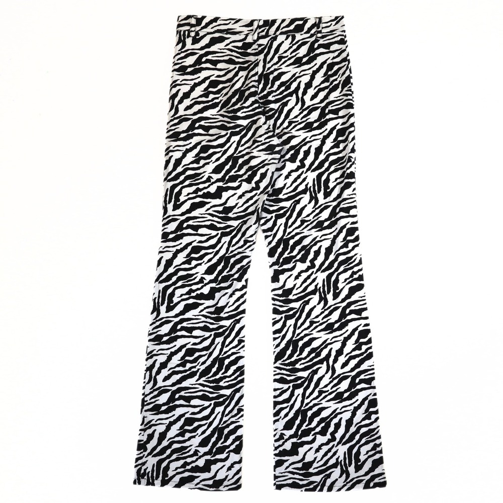 Motel Zebra Print Pants Women Size M Black White High Waist Flare Animal Party